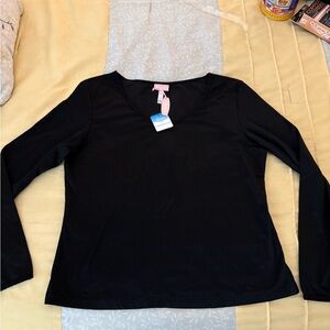 Chic Black V-Neck Women's Blouse